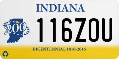 IN license plate 116ZOU