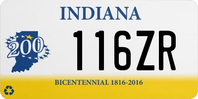 IN license plate 116ZR