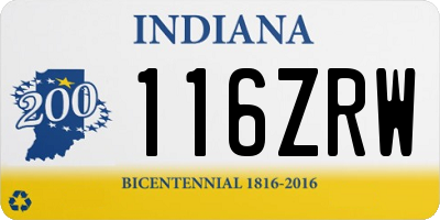 IN license plate 116ZRW