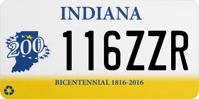 IN license plate 116ZZR