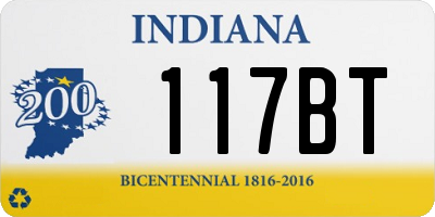 IN license plate 117BT
