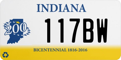IN license plate 117BW