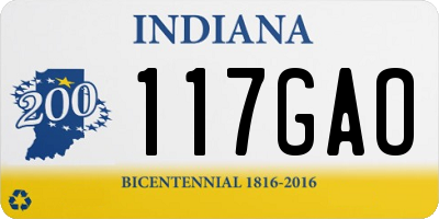 IN license plate 117GAO