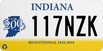 IN license plate 117NZK