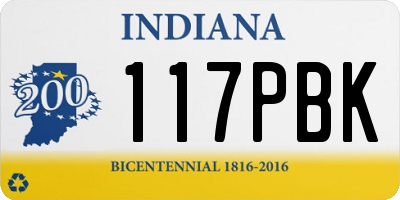 IN license plate 117PBK