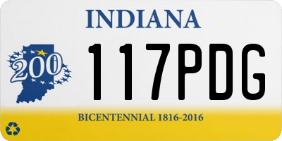 IN license plate 117PDG