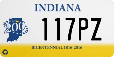 IN license plate 117PZ