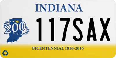 IN license plate 117SAX