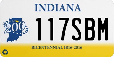 IN license plate 117SBM