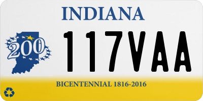 IN license plate 117VAA