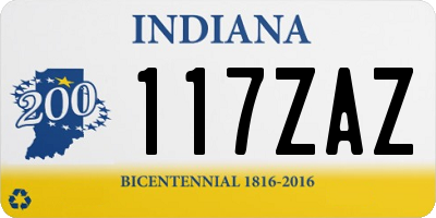 IN license plate 117ZAZ