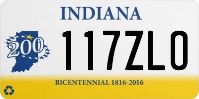 IN license plate 117ZLO