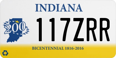 IN license plate 117ZRR
