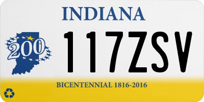 IN license plate 117ZSV