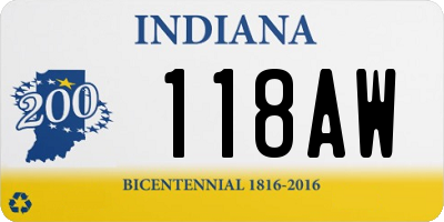 IN license plate 118AW