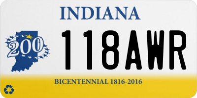 IN license plate 118AWR