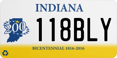 IN license plate 118BLY