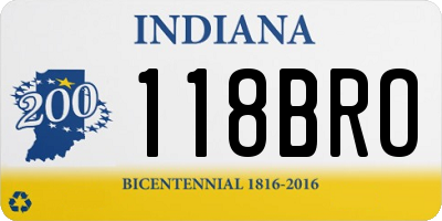 IN license plate 118BRO