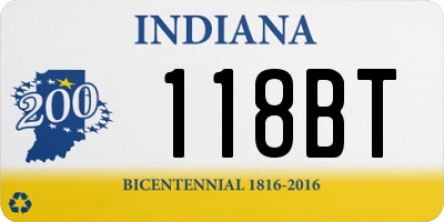 IN license plate 118BT