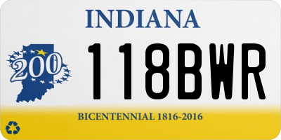 IN license plate 118BWR
