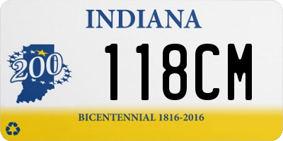 IN license plate 118CM