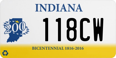 IN license plate 118CW