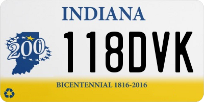 IN license plate 118DVK