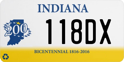 IN license plate 118DX
