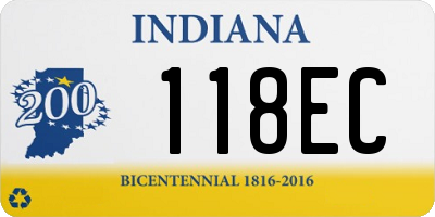 IN license plate 118EC