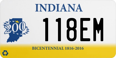 IN license plate 118EM