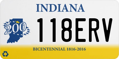 IN license plate 118ERV