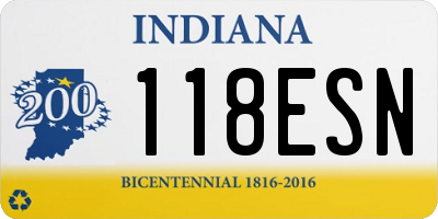 IN license plate 118ESN
