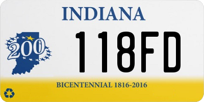 IN license plate 118FD