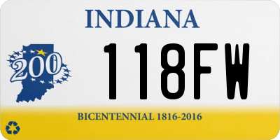IN license plate 118FW
