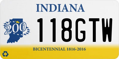 IN license plate 118GTW