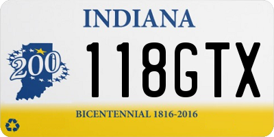 IN license plate 118GTX