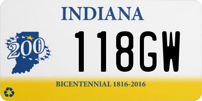 IN license plate 118GW