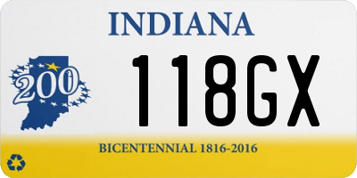 IN license plate 118GX