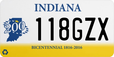 IN license plate 118GZX