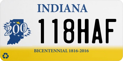 IN license plate 118HAF