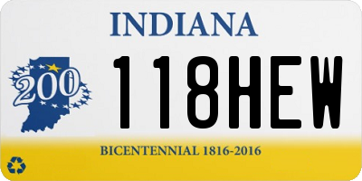 IN license plate 118HEW
