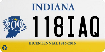 IN license plate 118IAQ