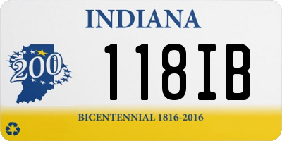 IN license plate 118IB
