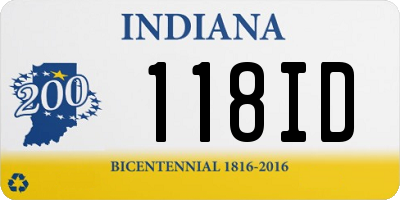 IN license plate 118ID