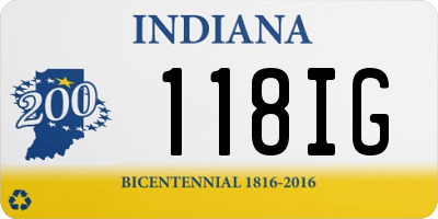 IN license plate 118IG