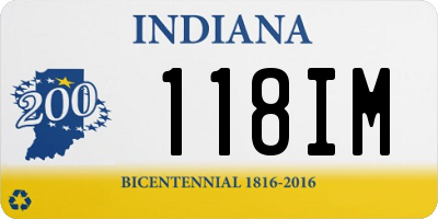 IN license plate 118IM