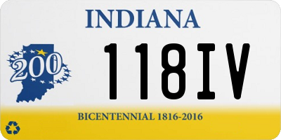 IN license plate 118IV