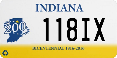 IN license plate 118IX