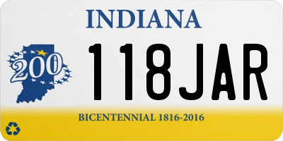 IN license plate 118JAR