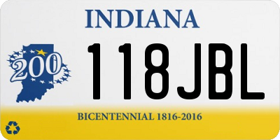 IN license plate 118JBL